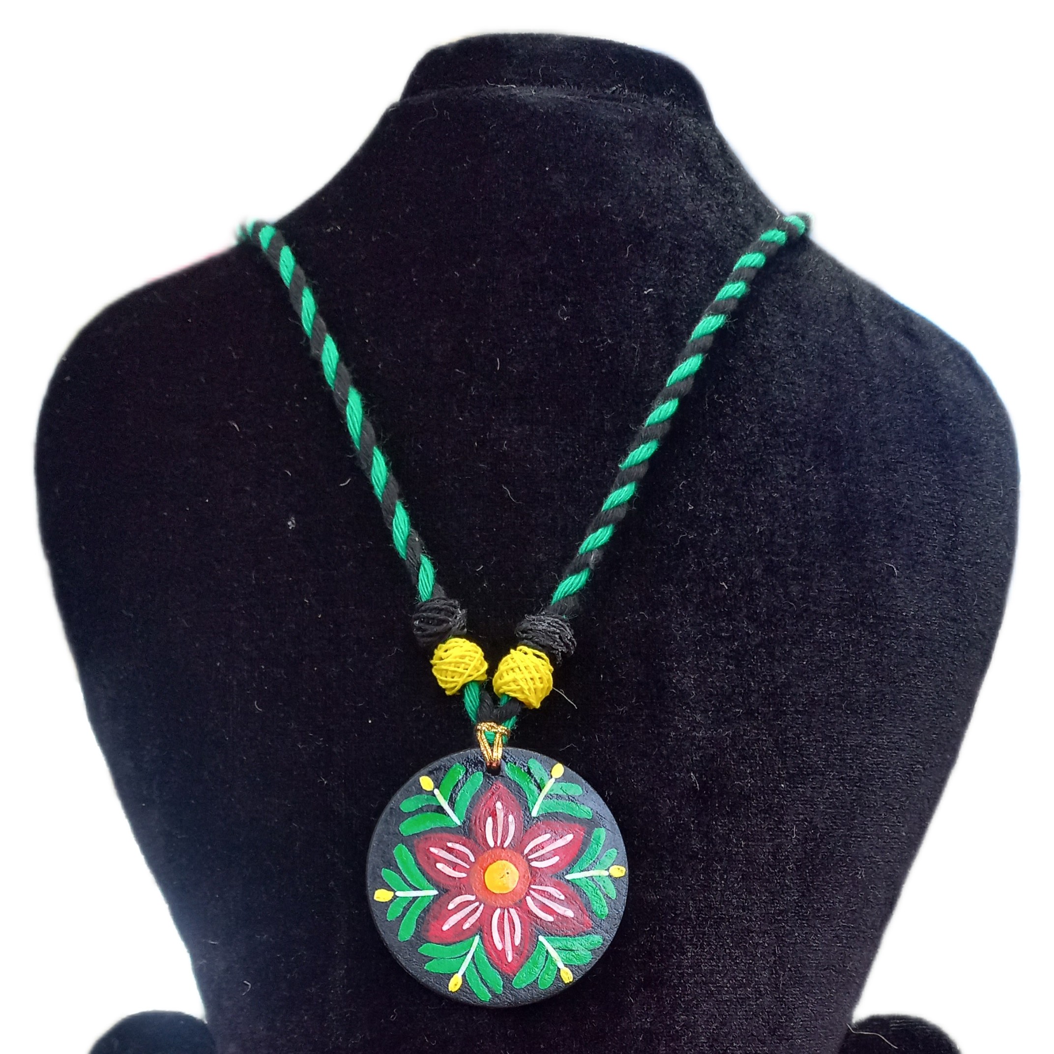 Handcrafted Wooden Floral Pendant Necklace